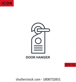 Door hanger vector icon on white background. Illustration line icon for graphic, print media interfaces and web design.
