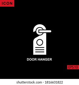 Door hanger vector icon on black background. Illustration flat icon for graphic, print media interfaces and web design.
