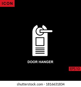 Door Hanger vector icon on black background. Illustration flat icon for graphic, print media interfaces and web design.
