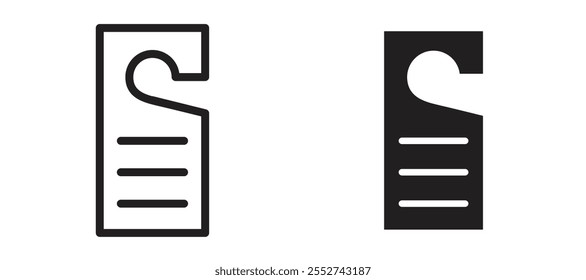 Türaufhänger, Vektorsymbol-Set schwarz gefüllt und umrissen Stil.