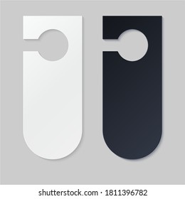 Door hangers for hotel room. Empty white and black label hanger for hotel room or resort . Empty template, mockup for text Do not disturb. Vector illustration for promotion, sale, decoration, covering
