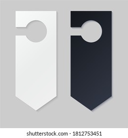 Door hangers for hotel room. Empty white and black label hanger for hotel room or resort . Empty template, mockup for text Do not diturb. Vector illustration for promotion, sale, decoration, covering