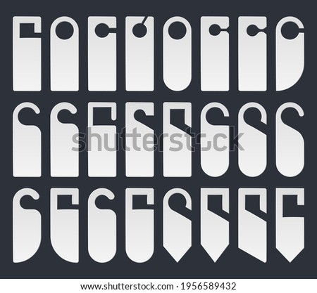 Door hangers set in flat style. Do not disturb blank signs for hotel rooms. Vector illustration isolated on a white background.