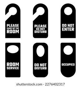 Door Hangers Set with Simple Text. Signs for hotel. Vector Illustration