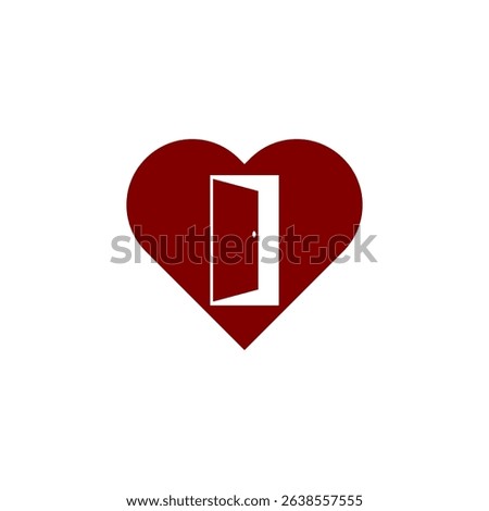 Door of heart icon isolated on white background