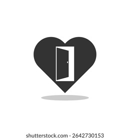 Puerta del icono del corazón con la sombra