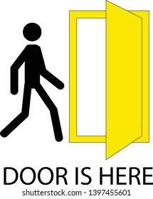 Door here sticker vector sign