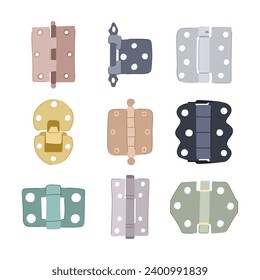 door hinge set cartoon. steel object, tool detail, construction interior door hinge sign. isolated symbol vector illustration