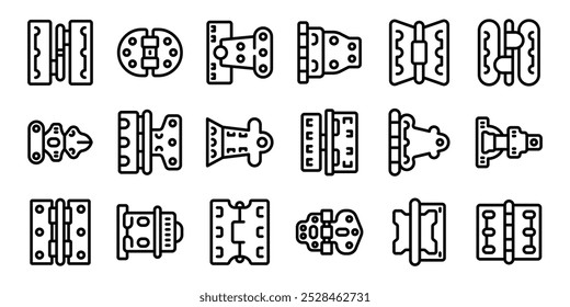 Conjunto de iconos de bisagras de puerta. Este conjunto de iconos de bisagra de puerta es perfecto para cualquier persona que trabaje en proyectos de mejora del hogar o construcción
