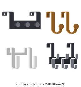 Door hooks vector cartoon set isolated on a white background.