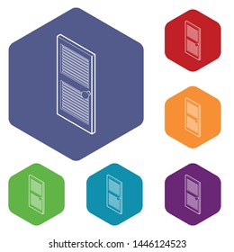 Door with horizontal vent icons vector colorful hexahedron set collection isolated on white