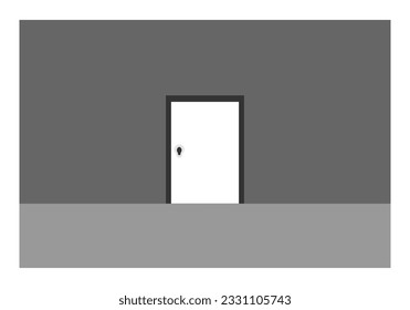 The door of the house is closed. the most comfortable place to rest. vector background, illustration, black white. suitable for backgrounds, wall hangings, posters, screen printing.