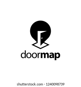 Door House Home with Map Pin Location Logo Design Inspiration