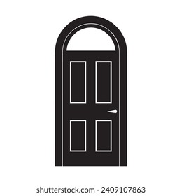 Door house icon image vector illustration design black and white silhouette style.