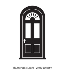 Icono de la puerta de la imagen de la ilustración del vector diseño estilo de silueta en blanco y negro.