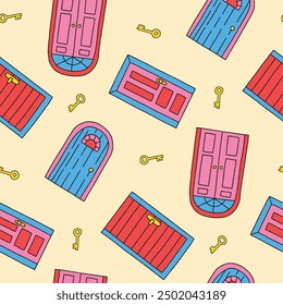 Door House Key Vector Seamless Pattern illustration for Print, Wallpaper, Decoration.