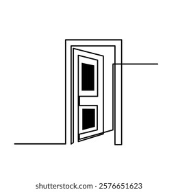 door house open new future object line art design. door element icon.