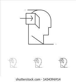 Door, Human, Inner, Mind, Minded Bold and thin black line icon set