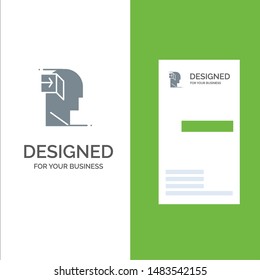 Door, Human, Inner, Mind, Minded Grey Logo Design and Business Card Template