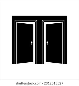 Door Icon, Architectural Door Icon, Entry Exit Door Vector Art Illustration