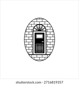 Ícone de porta, Ilustração de arte vetorial de ícone de porta arquitetônica