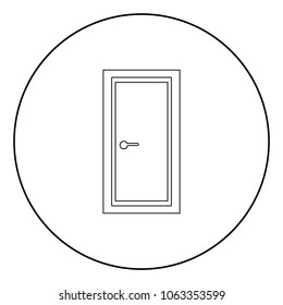 Door  icon black color in circle or round vector illustration