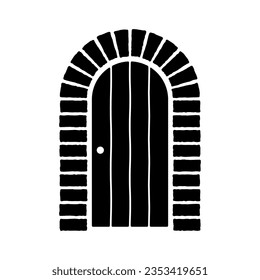 Door icon. Black silhouette. Vertical front view. Vector simple flat graphic illustration. Isolated object on a white background. Isolate.