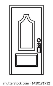 door icon cartoon isolated black and white vector illustration graphic design