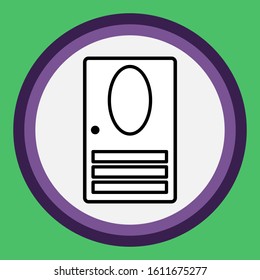 The door icon in the circle. Flat interior icon.