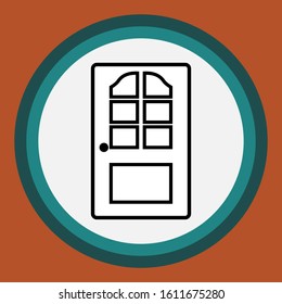 The door icon in the circle. Flat interior icon.