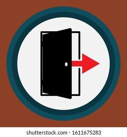The door icon in the circle. Flat interior icon.