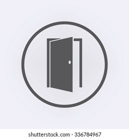 Door icon in circle . Vector illustration