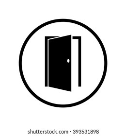 Door icon in circle . Vector illustration