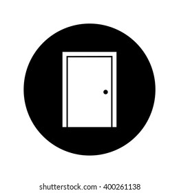 Door icon in circle . Vector illustration