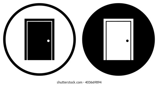 Door icon in circle . Vector illustration