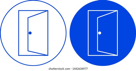 Door Icon In Cirlce. Vector Illustration