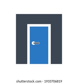 Door icon. door closed icon. hotel room, house door icon with vector illustration and flat shape
