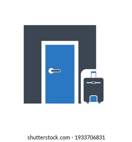 Door icon. door closed icon. hotel room, house door icon with vector illustration and flat shape