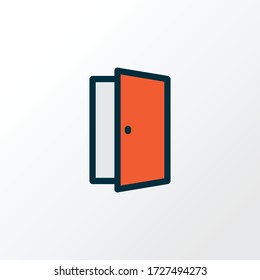 Door icon colored line symbol. Premium quality isolated approach element in trendy style.