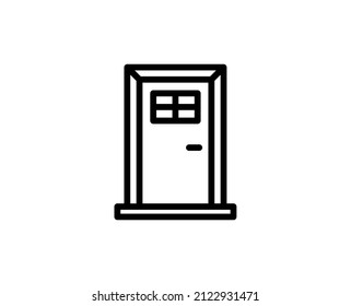 Door icon concept. Single premium editable stroke pictogram perfect for logos, mobile apps, online shops and web sites. Vector symbol isolated on white background. 