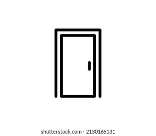 Door icon concept. Single premium editable stroke pictogram perfect for logos, mobile apps, online shops and web sites. Vector symbol isolated on white background. 