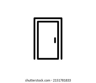 Door icon concept. Single premium editable stroke pictogram perfect for logos, mobile apps, online shops and web sites. Vector symbol isolated on white background. 