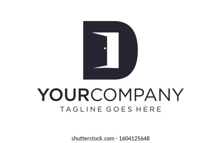 Door icon with D letter for logo design vector editable