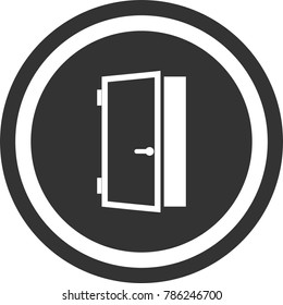Door icon , dark circle sign design
