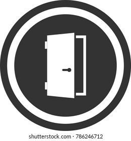 Door icon , dark circle sign design