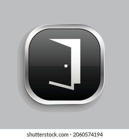 door icon design. Glossy Button style rounded rectangle isolated on gray background.. Vector illustration