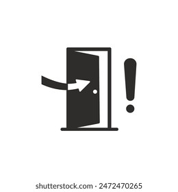 door icon, entrance symbol, flat vector illustration on white background

