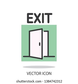 door icon, exit line sign on white background - editable stroke vector illustration eps10