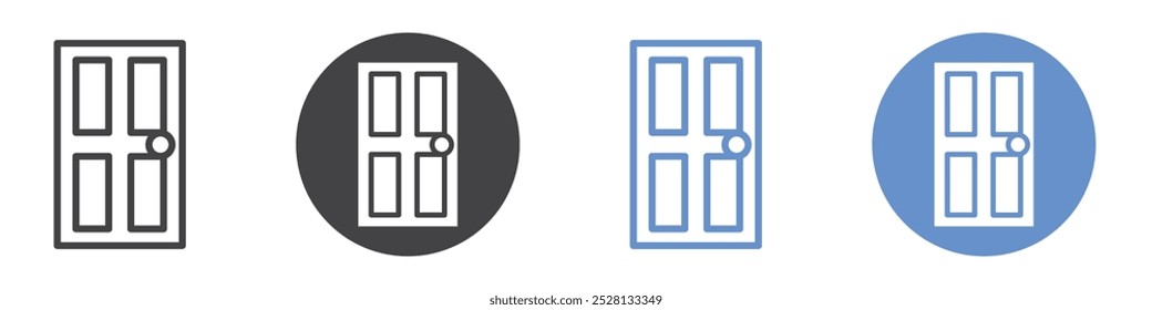 Ícone de porta Arte plana em preto e branco isolada