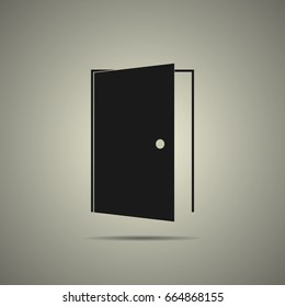Door Icon in flat black and white style, isolated